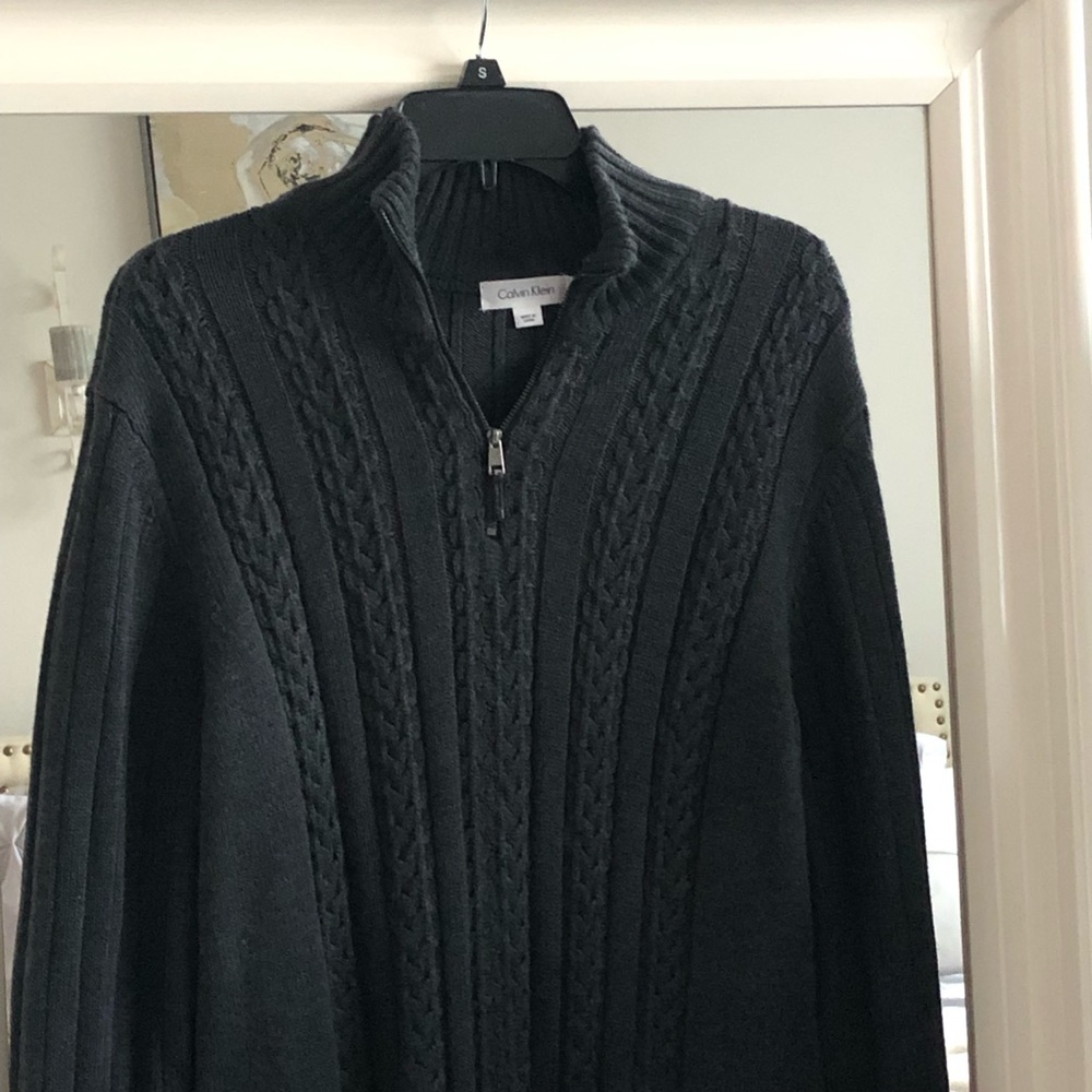 Mens Calvin Klein Dark Gray Knit Sweater SZ L - Picture 2 of 5